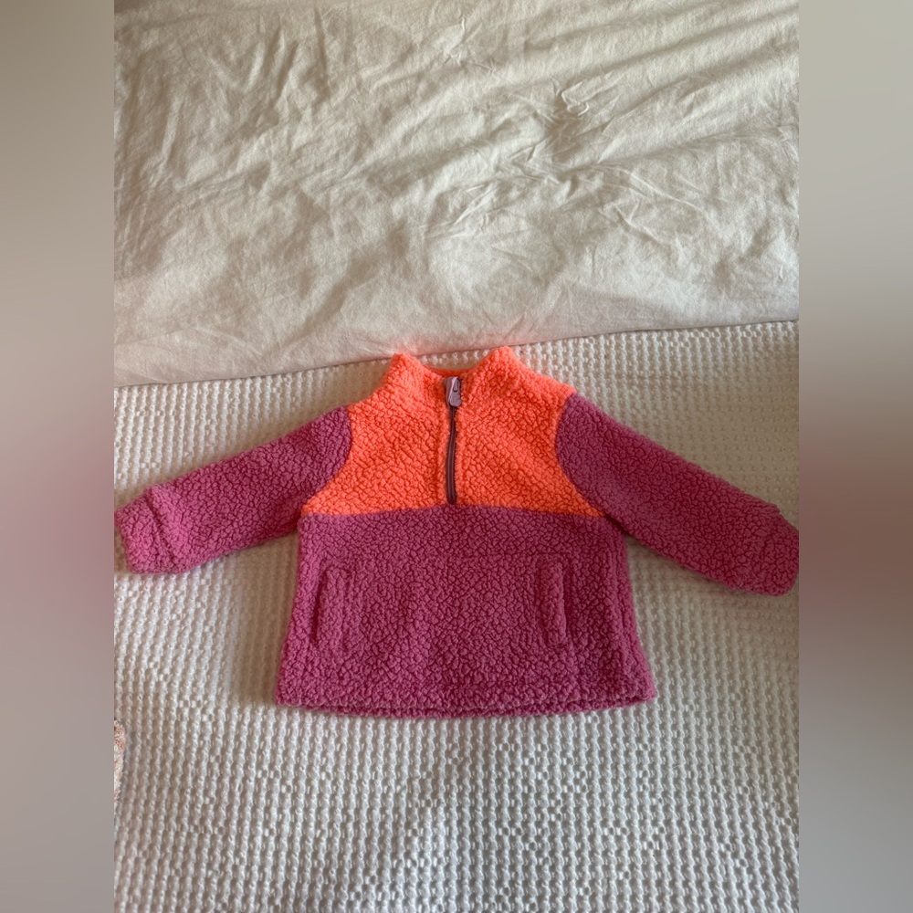 GAP Baby Girl's Sherpa Quarterzip Sweatshirt neon coral  volt